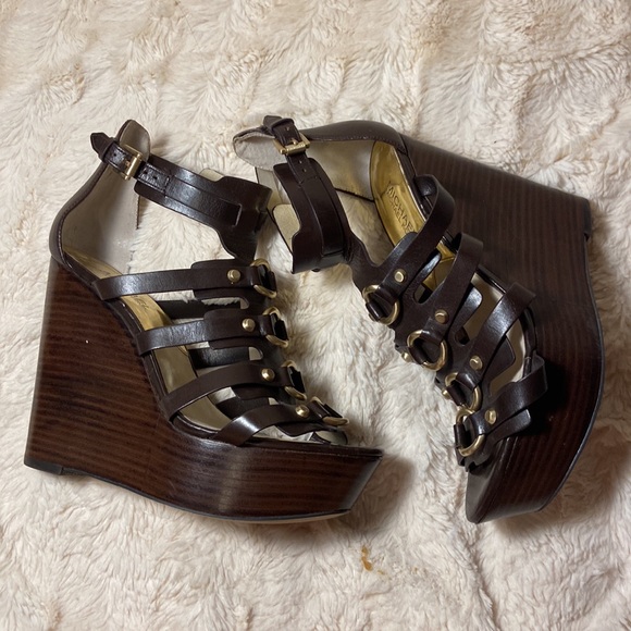 Michael Kors leather Nadine Wedge Brown - Picture 9 of 16